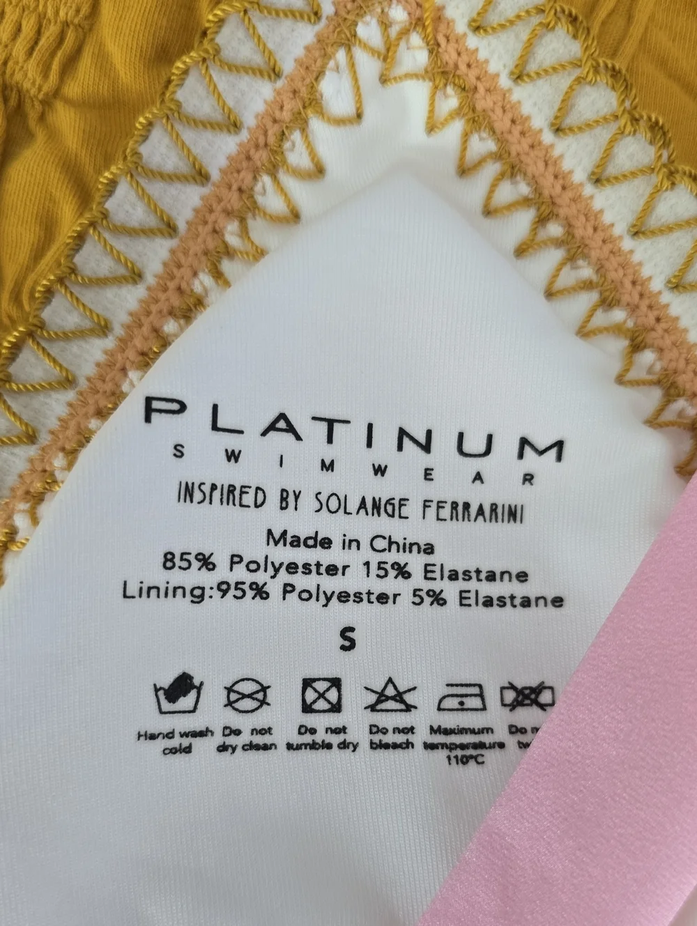 PQ Swim Platinum Pink Sands Crochet Trim Triangle Top Size Small - Picture 5 of 12